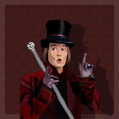 picture illustrates an illustration of Willy Wonka